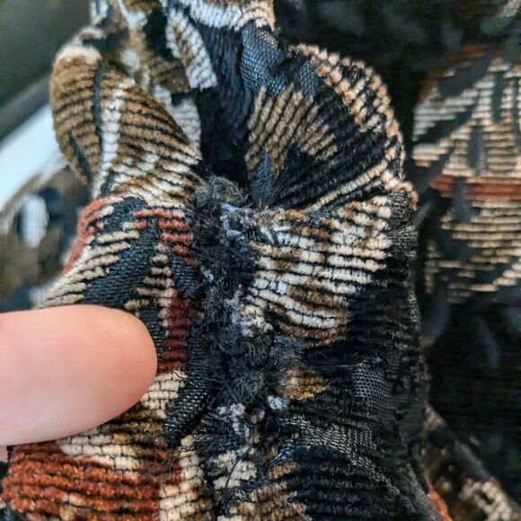 Vintage Tapestry Jacket Blazer XL Reversible Boho Whimsigoth Patchwork Black 90s - Picture 8 of 9